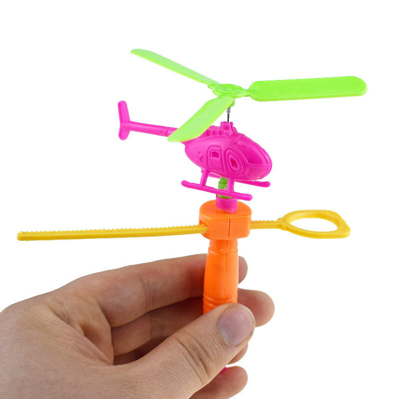 Creative Mini Assembled Pull Line Helicopter Kid Outdoor Game Draw Rope Take-off Interactive Toys Children's Puzzle Toy Gift