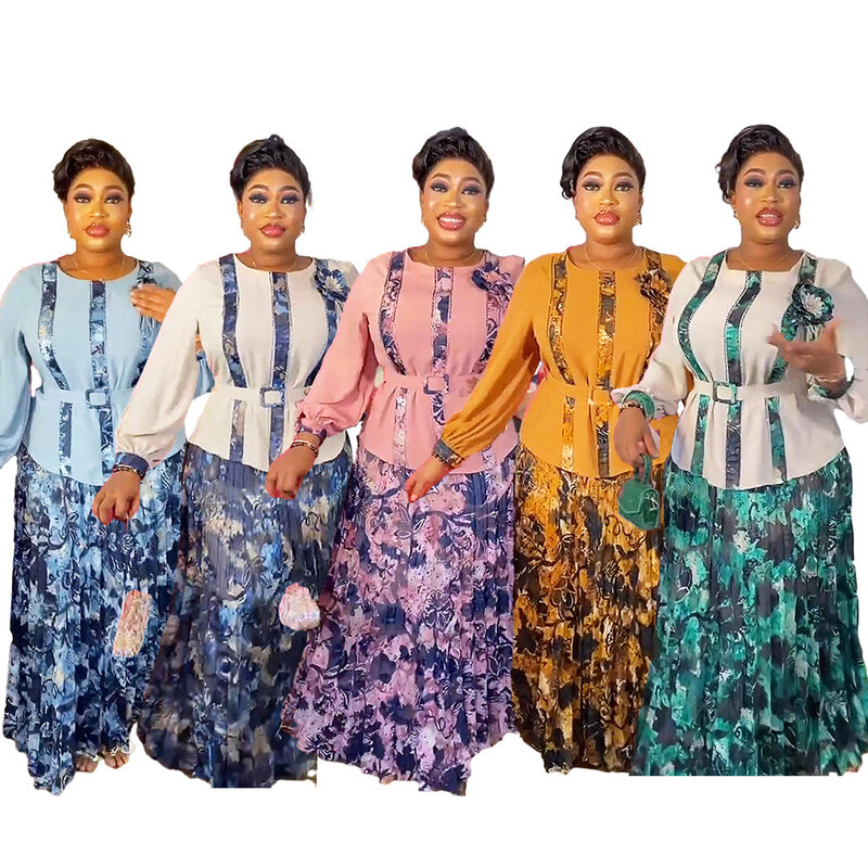 African Clothes for Women Plus Size 2 PCS Sets Tops And Skirts Suits Dashiki Ankara Turkey Outfits Gown Wedding Party Dresses