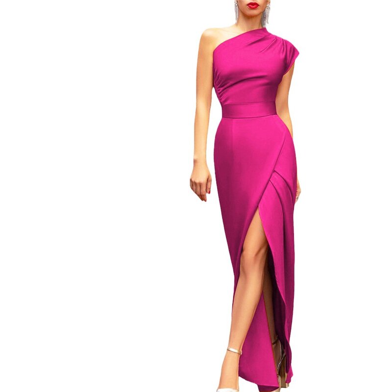 Womens dresses Big Size Party Dresses Youth Woman Gala Dresses Sexy One Shoulder Formal  Cocktail Coquette Front Slit Prom Dress