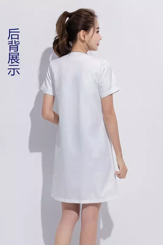 Gaun Seragam Kecantikan Pendek Hitam Seragam Spa Seragam Gosok Putih Ukuran Plus Pakaian Perawatan Salon Mantel Lab Logo Atasan Kecantikan
