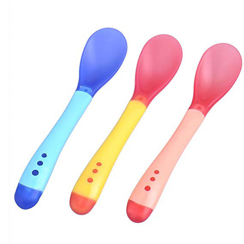 Baby Color Changing Spoon 3pcs/set Small Toddlers Utensils Plastic Baby Spoons Infant Feeding Tool Heat Sensitive Kids Tableware
