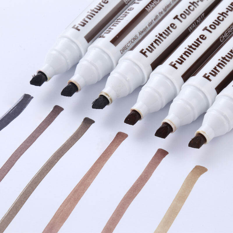 6 Kleuren Meubelreparatie Pen Touch-Up Pen Markers Krasvuller Verfverwijderaar Voor Houten Kast Vloer Tafels Stoelen
