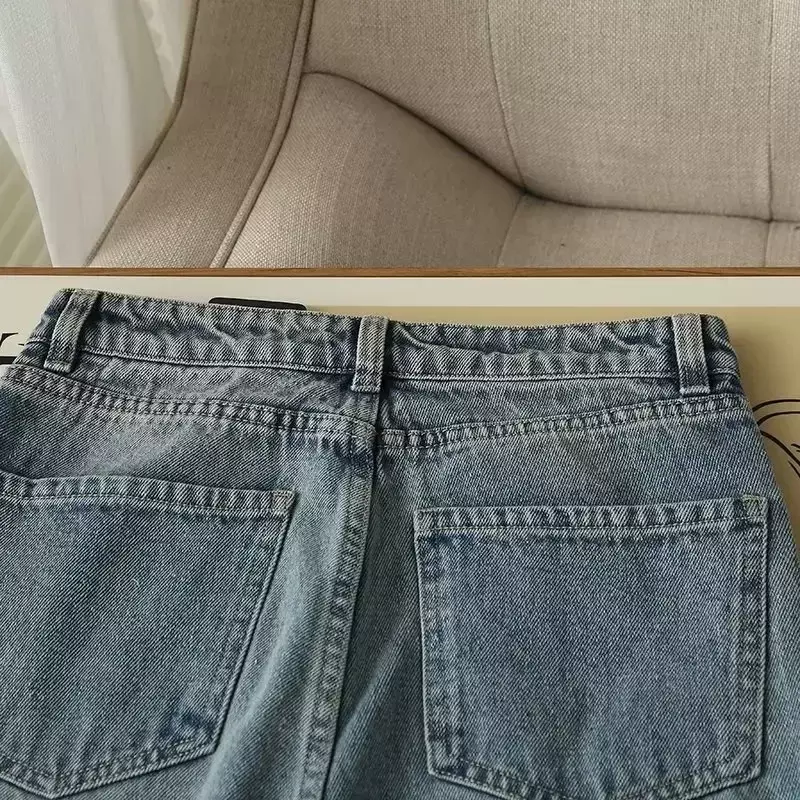 Odzież damska 2023 szykowna moda luźna wersja wygodne jeansy z szerokimi nogawkami Retro z wysokim stanem spodnie dżinsowe Mujer