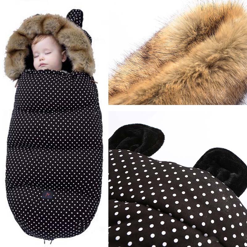 Зимний детский спальный мешок для улицы, непромокаемое меховое одеяло с воротником для детей 0-3 лет, спальные мешки для младенцев, сохраняющие тепло, спальные мешки для новорожденных