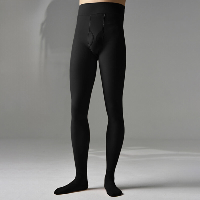 Homens de lã quente calças térmicas, Long Johns calças justas bolsa, sedoso anti-gancho meia-calça, sólida elasticidade lingerie, roupa interior