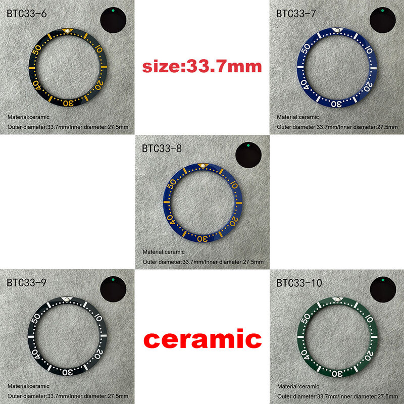 Watch Bezel Lnsert 33.7mm*27.5mm Substitute Watch Insert Ring Luminous Watch Accessories Flat High-quality Ceramic
