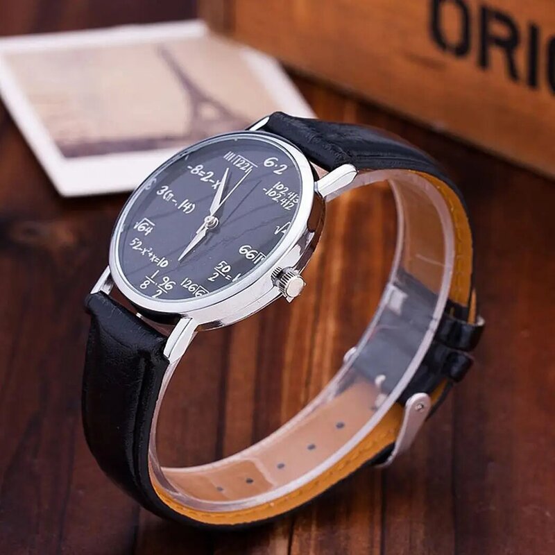 Hot Sale Fashion Design Mathematical Formula Watch Women White Watches Leather Band Quartz Wristwatches Ladies montre femme