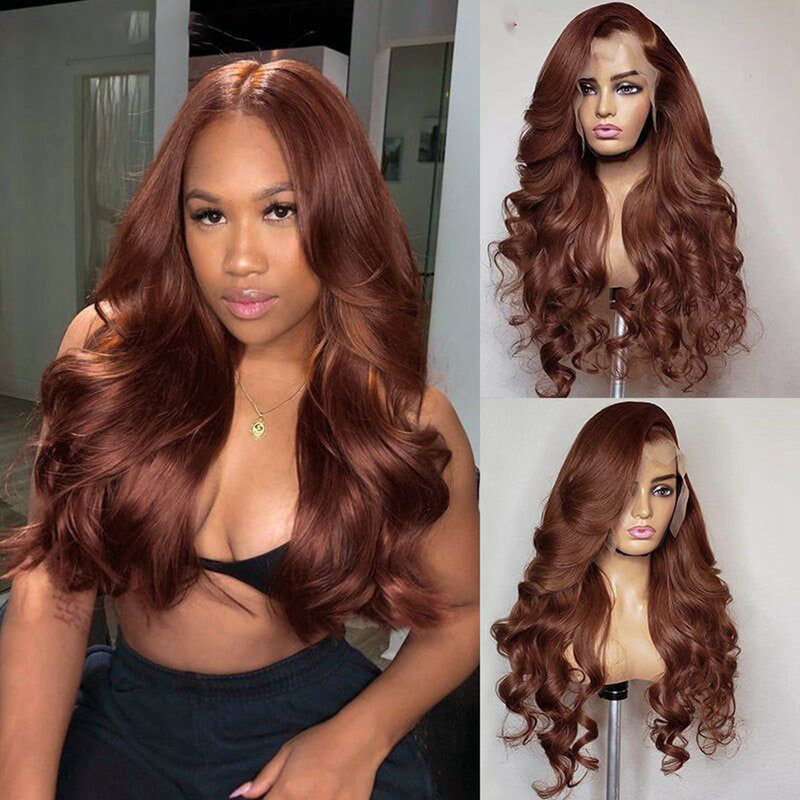 Chocolate Brown hd lace 13x6 Human Hair Lace Frontal Wig Body Wave 13x4 Lace Front Human Hair Wigs Pre Plucked for Women On Sale
