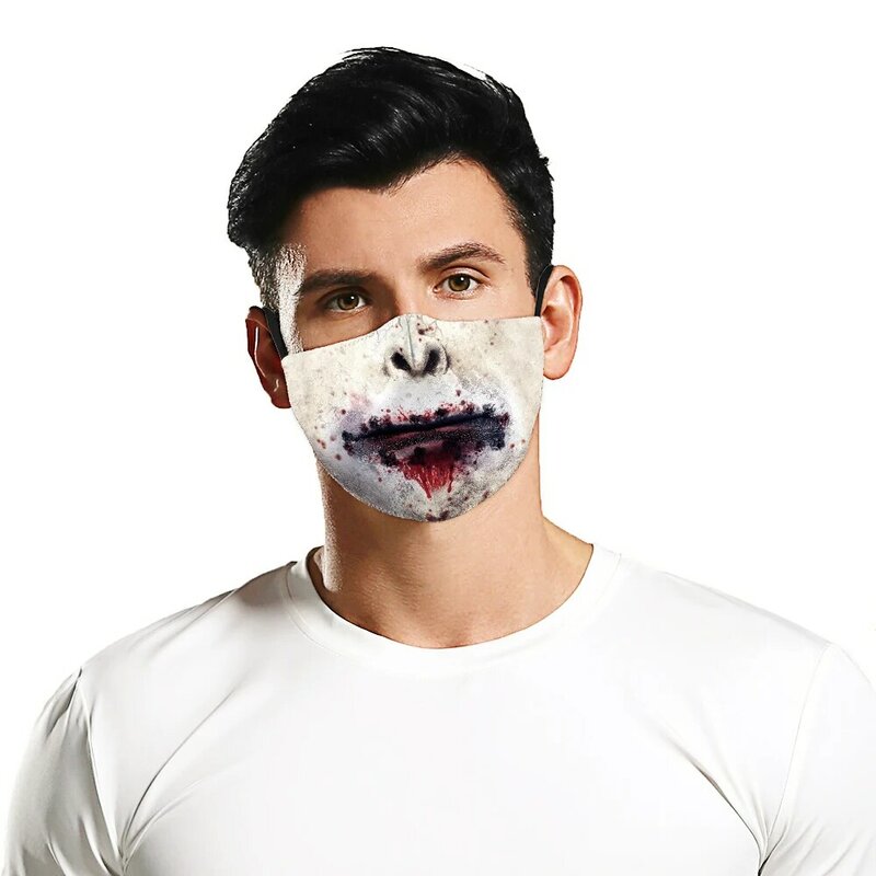 Máscara facial lavável e reutilizável para festa, dia de todos os santos, Halloween impresso, anti poeira, boca, engraçado, cosplay, moda, 2023