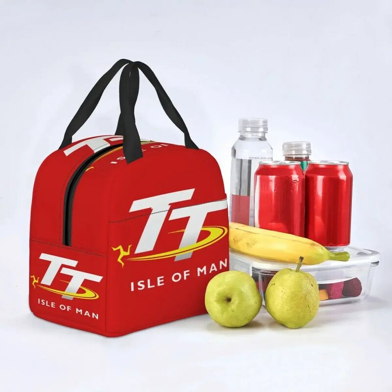 Insel Mann tt Rennen Lunch Bag für die Schule wasserdichte Lebensmittel isoliert Kühler thermische Lunchbox Frauen Kinder Einkaufstaschen