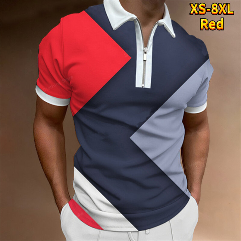 Koszulka uliczna letnia męska koszulka Polo z nadrukiem 3D odzież wysokiej jakości męska klapy z zamkiem błyskawicznym koszula z krótkim rękawem XS-8XL