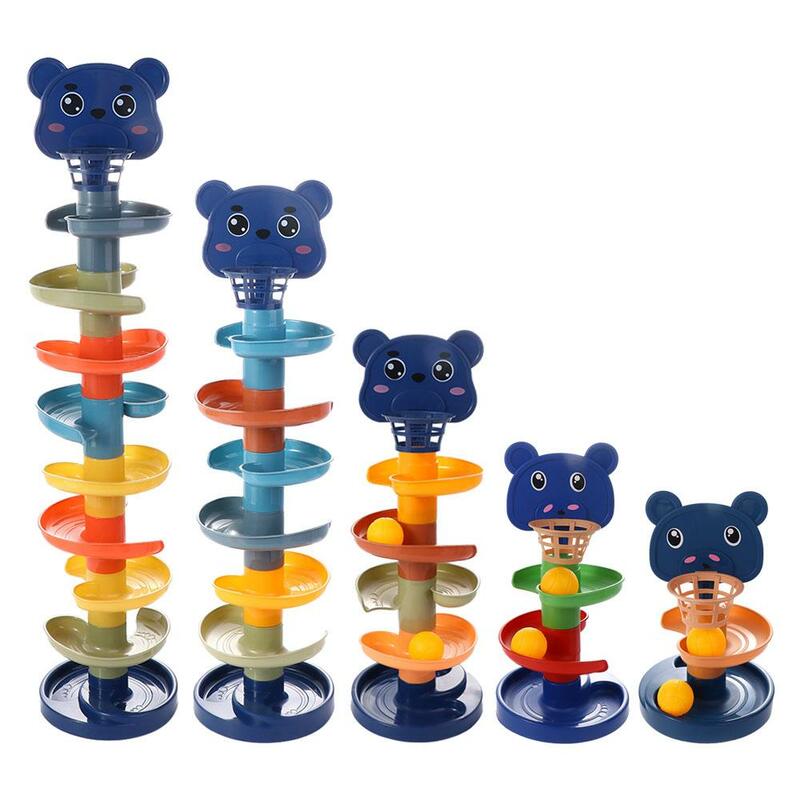 Stacking Toys Parent-Child Game Kids Gift Spin Track Toy Set Rotating Track Set Ball Drop Roll Swirling Tower Educational Toys