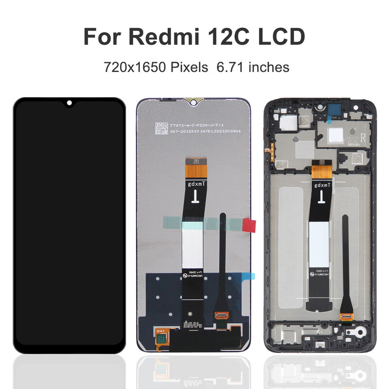 อะไหล่ชุดประกอบดิจิไทเซอร์หน้าจอสัมผัสสำหรับ Xiaomi redmi 12C 6.71 'สำหรับ22120RN86I 22120RN86G Ori