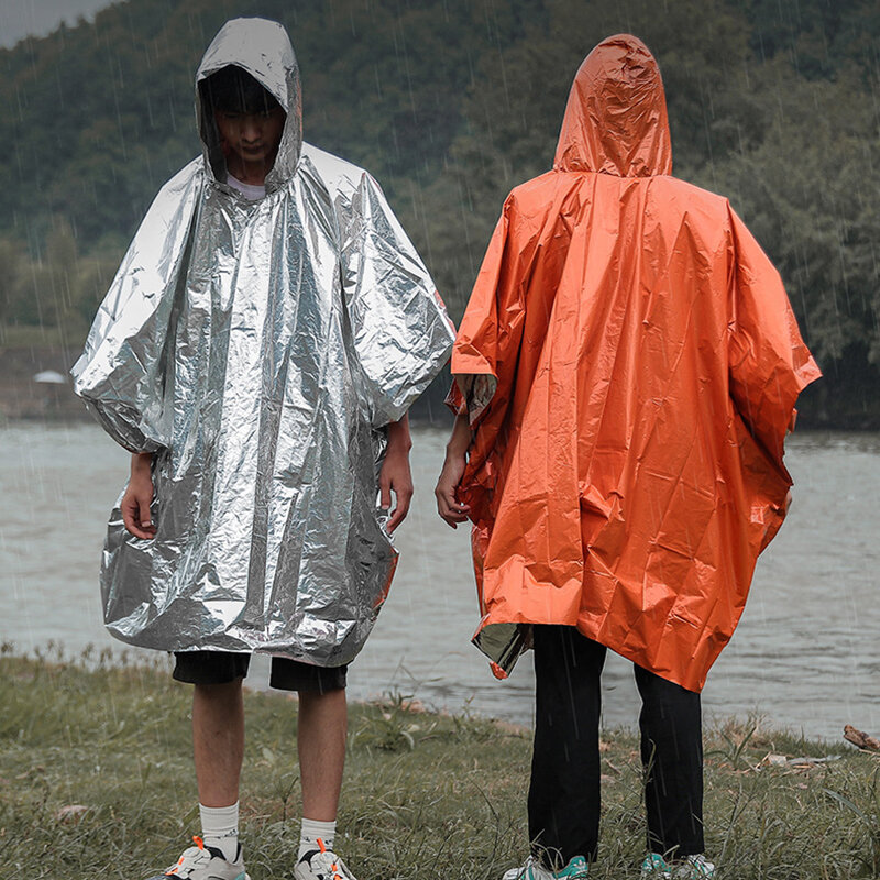 Cobertor de emergência poncho chuva de emergência cobertor térmico poncho à prova do tempo ao ar livre sobrevivência acampamento engrenagem gadgets sobrevivência