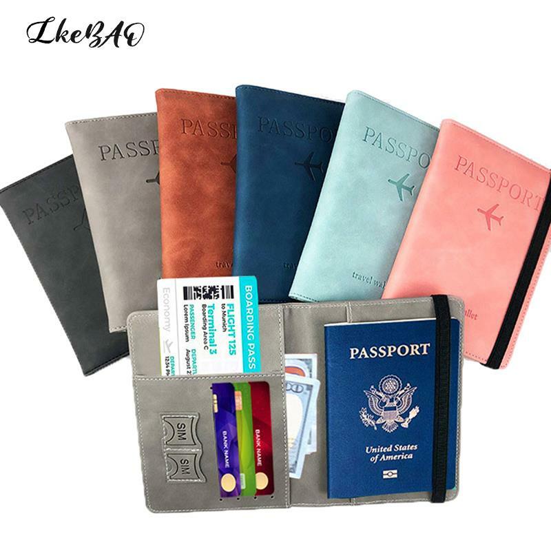 Funda para pasaporte de PU RFID, cubierta impermeable para documentos, multifunción, billetera para tarjetas de crédito, accesorios de viaje, 1 piezas