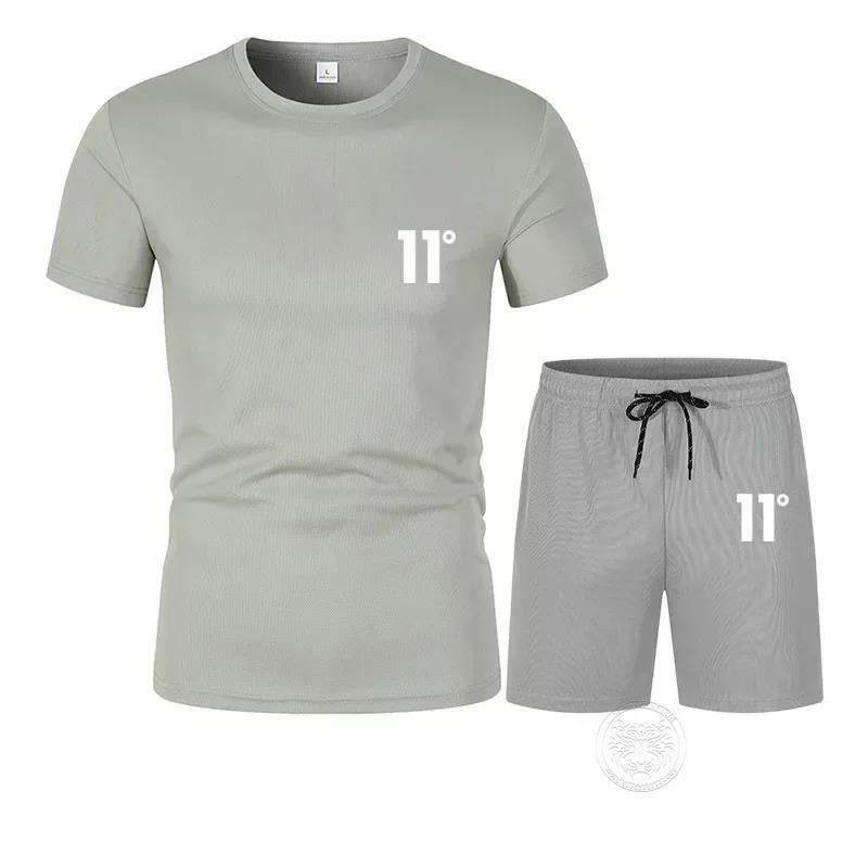 Men's summer two-piece T-shirt and shorts, fitness freedom, casual wear, jogging clothes, fashion