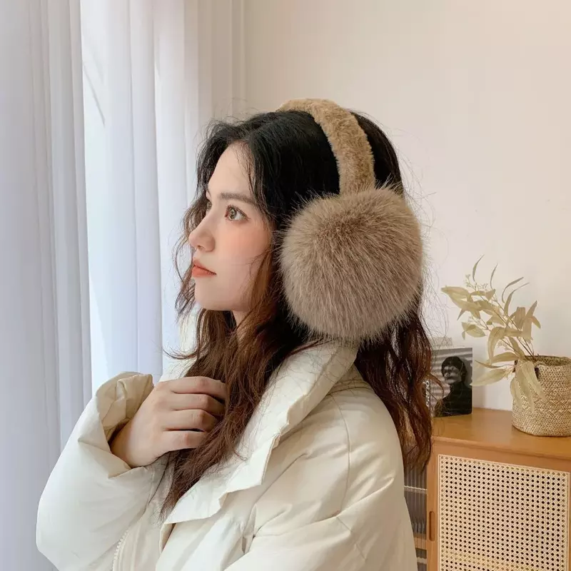 Real Fox Fur Soft Plush Ear Warmer Female Winter Warm Ear Muffs Men Earmuffs for Women Autumn Earflap Korean Ears Cover Scalable
