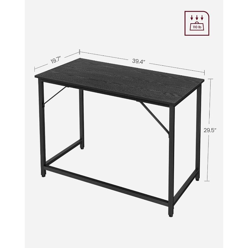 VASAGLE Computer Desk, Gaming Desk, Home Office Desk, for Small Spaces, 19.7 x 39.4 x 29.5 Inches, Industrial Style, Metal Frame