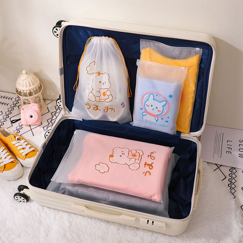 Transparente Travel Cosmetic Bag para Mulheres, impermeável Maquiagem Bath Drawstring Toiletries, Beauty Kit, Storage Bag, Organizadores, 3Pcs