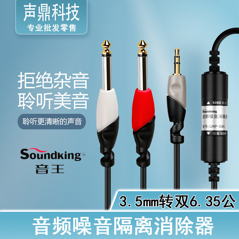 Sound King – éliminateur de bruit actuel, 3.5 tours, double câble audio 6.35