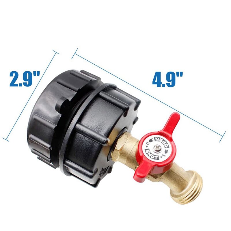 2X IBC Tote Fitting,275-330 Gallon IBC Tote Tank Adapter Fine Thread Tote Valve,Lead-Free Brass Hose Faucet Valve Tool