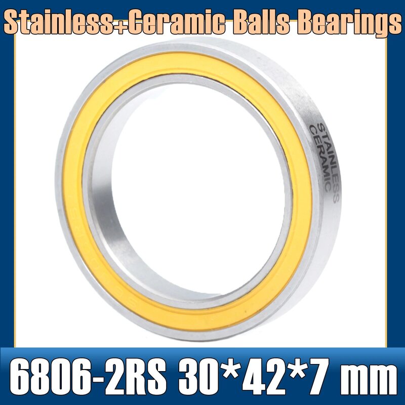 6806-2RS Stainless Bearing 30*42*7 mm ( 1 PC ) ABEC-5 6806 RS Bicycle BB30 Bracket Bottom 30 42 7 Ceramic Balls Bearings
