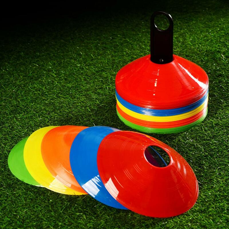 50 pezzi coni per allenamento di calcio con borsa a rete allenamento di calcio piattino sportivo coni dischi marcatori calcio Rugby Training Disc Bucket