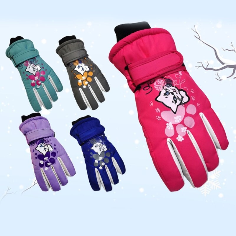 어린이 스키 장갑 방수 겨울 눈 장갑 장갑은 소년 소녀 모두에게 적합합니다.