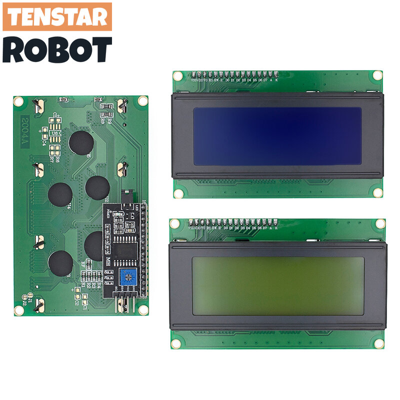 Módulo adaptador de caracteres de tela azul e verde para Arduino, interface serial LCD IIC, 20x4, LCD2004 + I2C, 2004A