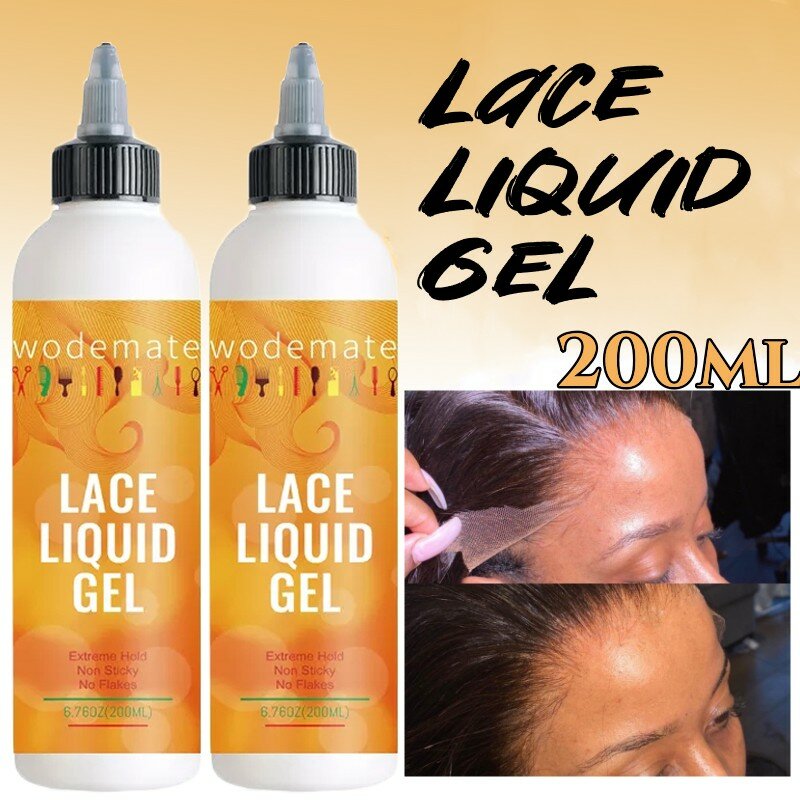 200ml Lace Liquid Gel Extreme Hold parrucca frontale Gel di pizzo Glueless tenuta temporanea colla invisibile adesiva trasparente per lo Styling dei bordi