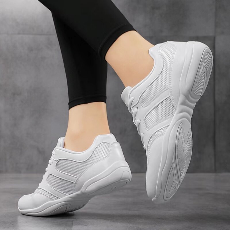 Arkkg รองเท้าเชียร์สีขาวเด็กผู้หญิง, รองเท้าฝึกเต้นระบายอากาศได้ดีรองเท้าเทนนิสรองเท้าใส่แข่งขันเชียร์สำหรับเยาวชนน้ำหนักเบา