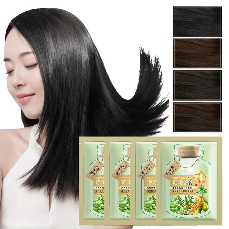 Champú de tinte para el cabello a base de hierbas de plantas naturales, 5 minutos de cambio de Color gris, cuidado de mujeres, blanco, reparaciones de cabello no irritantes, P6M4