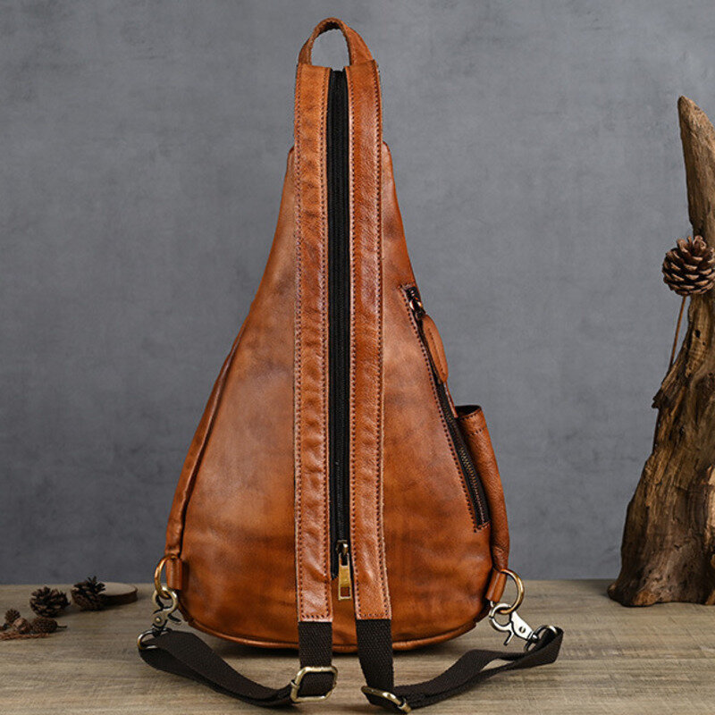 OYIXINGER tas selempang kulit asli pria, ransel perjalanan serbaguna tas selempang kulit sapi mode baru