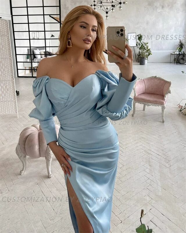 Light Pink Off Shoulder Wedding Party Dress Elegant Sexy Celebrity Dress Stain Sheath Formal Special Occasion Dress robes