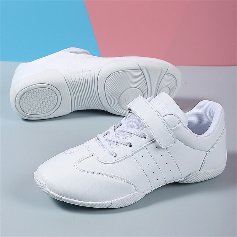 Zapatos de animadora blancos para niñas, zapatillas de tenis de baile de entrenamiento para niños, zapatos planos ligeros y cómodos, zapatos deportivos para interiores y exteriores