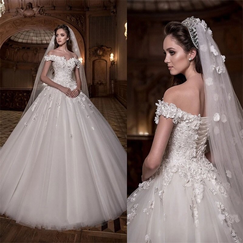 Женское дизайнерское 3D платье, Элегантное свадебное платье с открытыми плечами в стиле бохо на заказ, со шнуровкой сзади