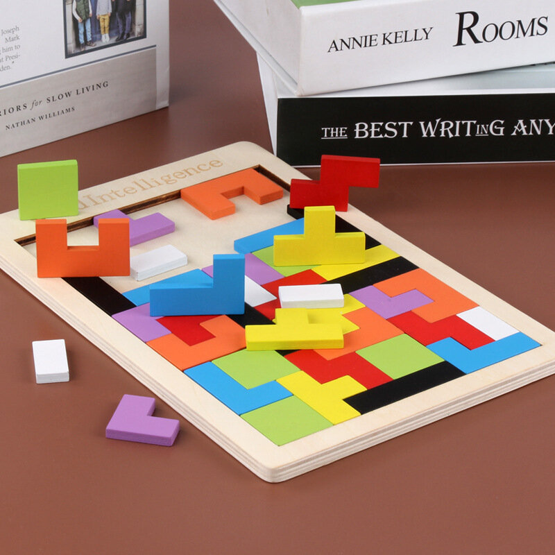 1 pçs puzzle colorido tangram de madeira para crianças brinquedos de aprendizagem educação jogos de tabuleiro puzzles presente brinquedo de aprendizagem para inquieto