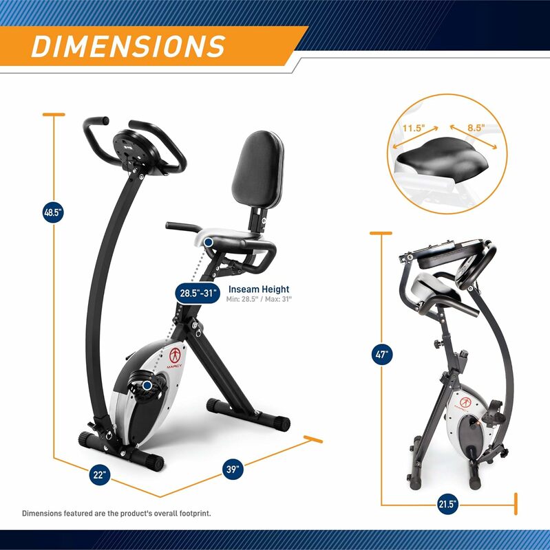 Bicicleta ergométrica vertical dobrável com resistência ajustável, treino Cardio, treinamento de força, vários estilos disponíveis