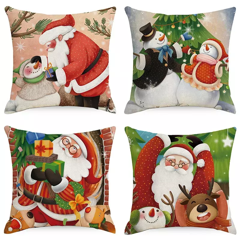 Weihnachten Kissen bezug niedlichen Santa Claus Print Sofa Kissen bezug Frohe Ornament Neujahr anpassbar