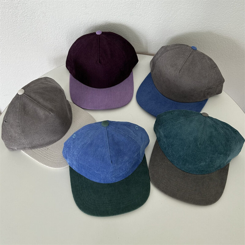 Autumn and Winter New Color Matching Corduroy Solid Color Vintage Flat Cap Cap Baseball Cap Men and Women