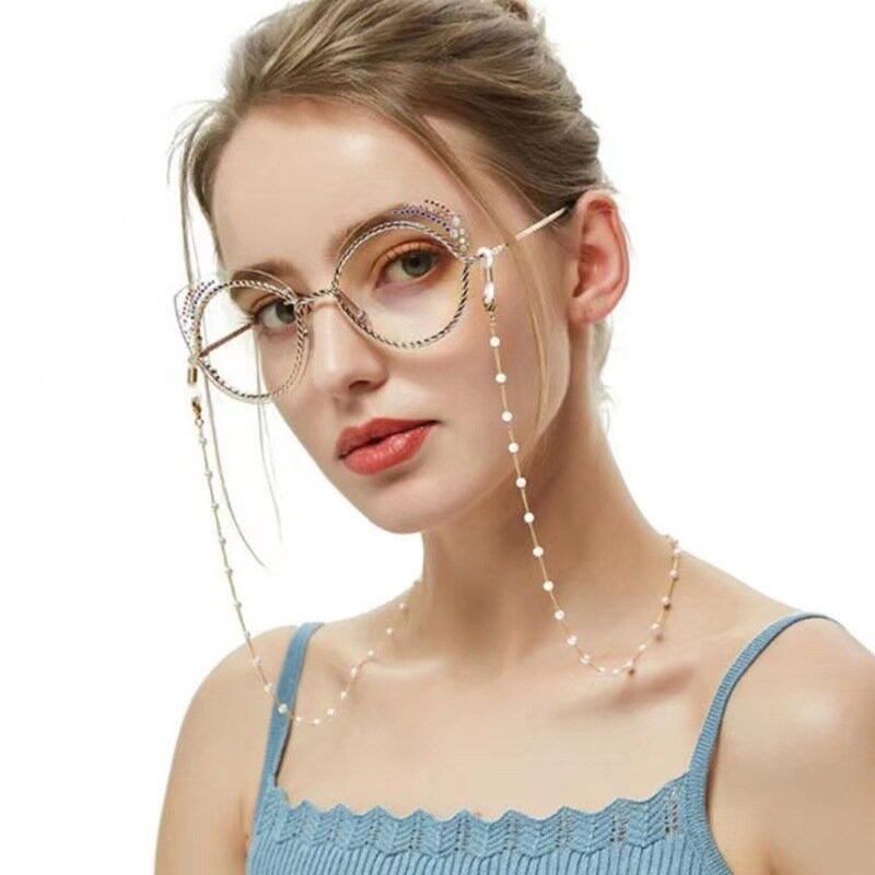 Cadena de perlas para gafas para hombre y mujer, cordón para gafas de sol, soporte para gafas, correa para el cuello, tendencia 2023