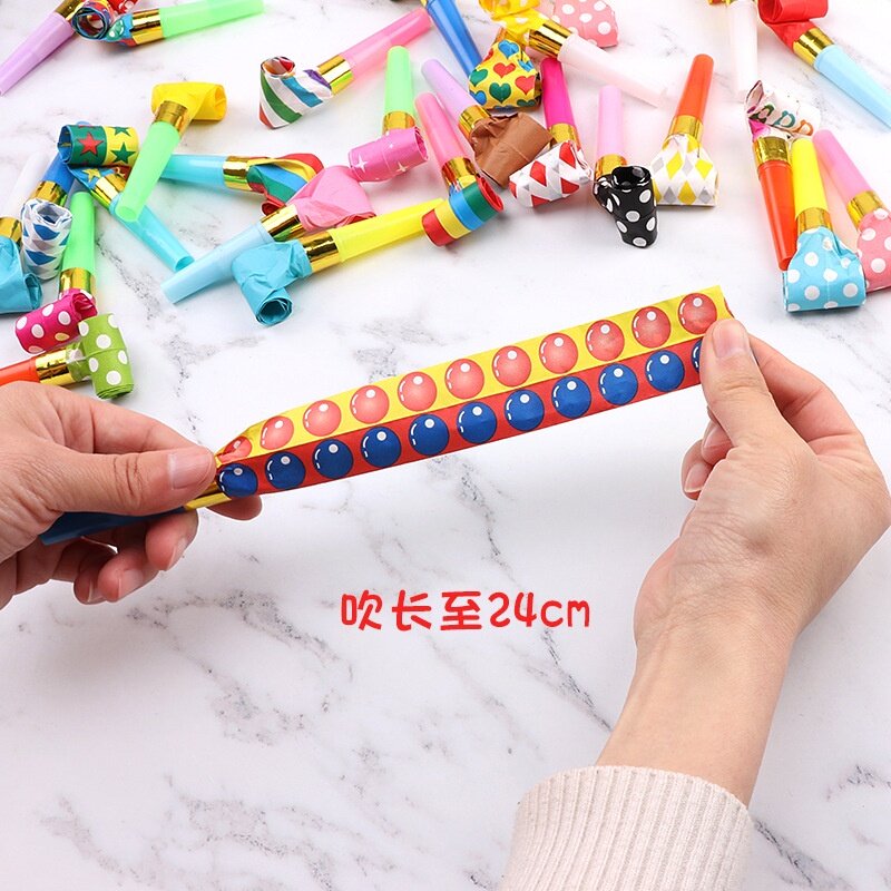 10pc Funny Whistle Paper Blowouts Blow strisce colorate Party Blower Blowout Horn Blow Dragon Whistle Kids Birthday Party Toys
