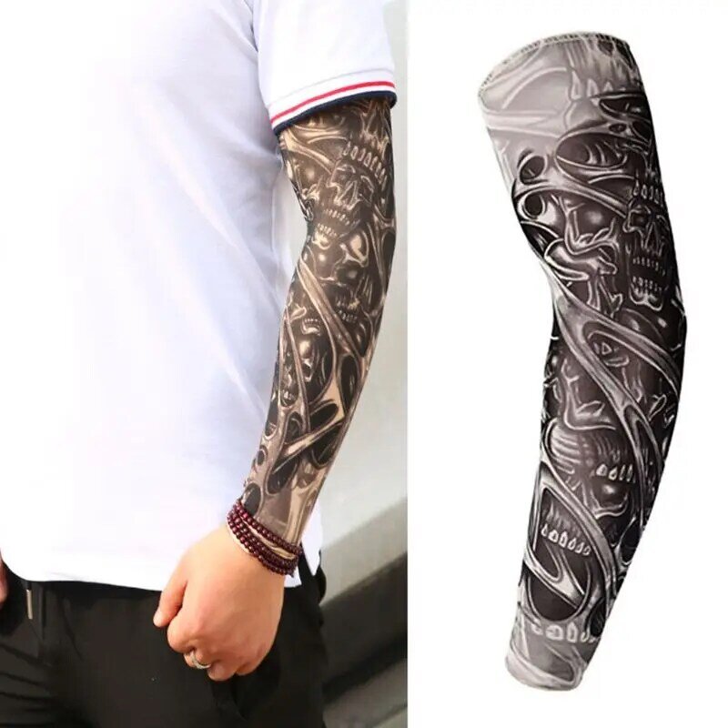 Mangas tatuajes falsos para hombre cubierta unisex fiesta arte corporal protector solar temporal tigre S
