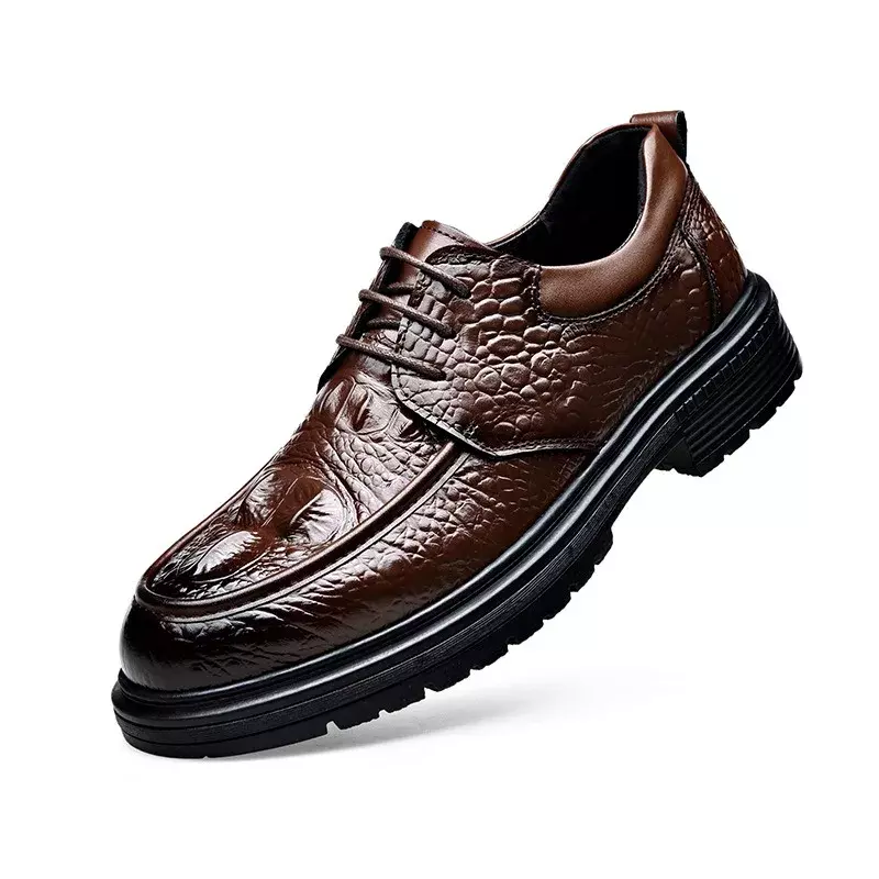 Designer New Crocodile Print Slip-on Men's Platform Loafers Spring Autumn Fashion Cow Leather Solid Color Men's Dress Shoes