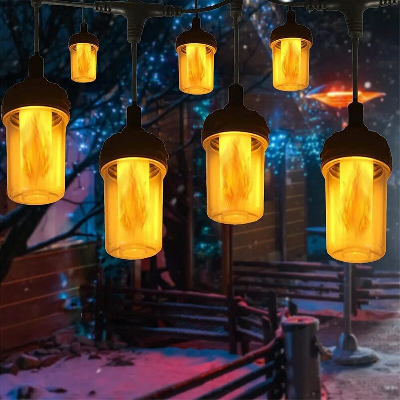 23FT Lampu Tali Api Luar Ruangan Tahan Air Lampu Api Simulasi Dapat Dihubungkan untuk Lampu Luar Ruangan Dekorasi Kafe Liburan Natal