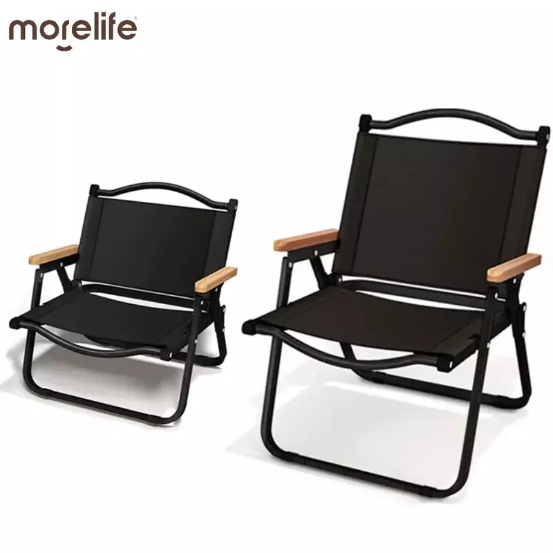 Chaise pliante noire portable pour pique-nique, camping en plein air, 2 pièces