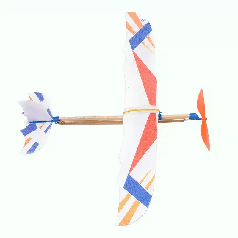 Aviones planeadores voladores de mano para niños, banda de goma elástica, modelo de ensamblaje de avión volador accionado, juguetes al aire libre para niños, bricolaje