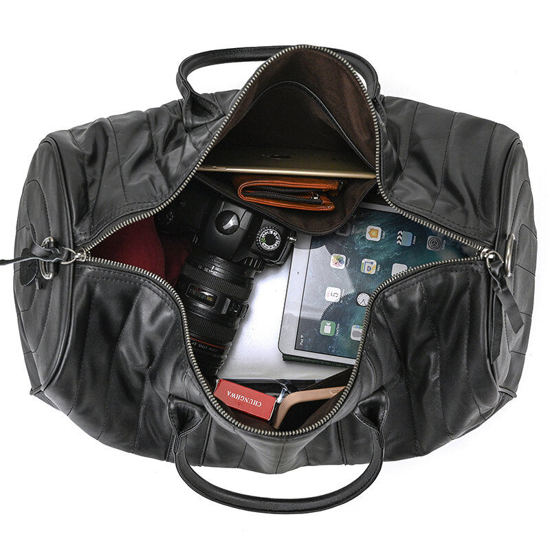 Bolso de lona retro de cuero para hombre, bolsa de hombro plegable para gimnasio, bolso de viaje para ocio, bolsa de equipaje grande, nueva moda