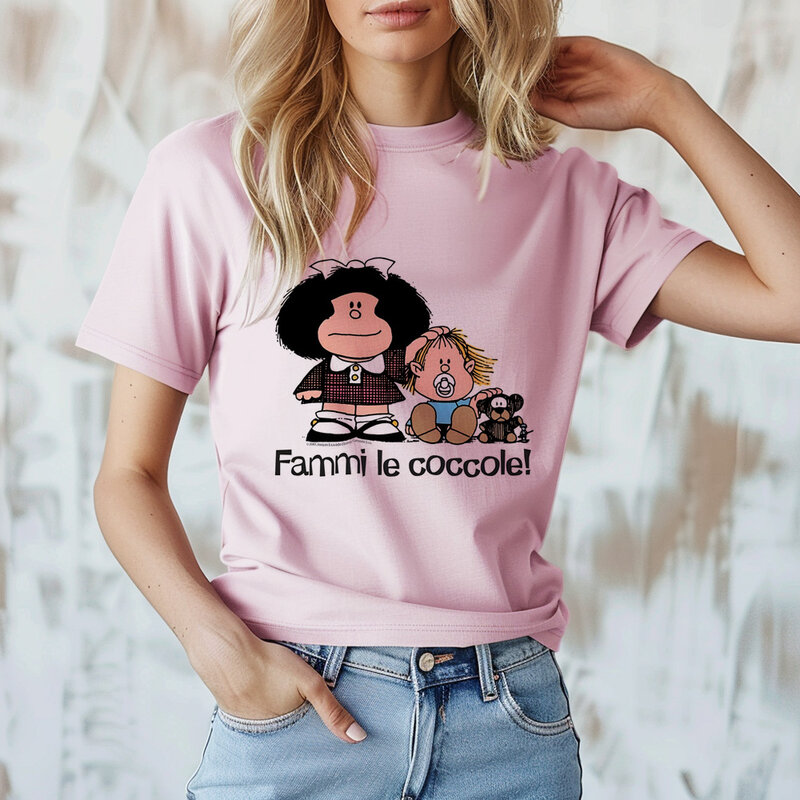 Camiseta de Mafalda para hombre, ropa divertida de anime, Verano