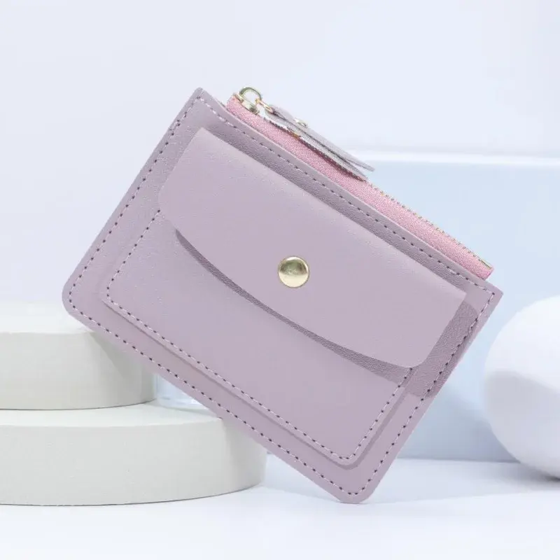 Skórzane torebka damska damskie proste portfele Mini z zamkiem błyskawicznym solidne, wielkartowe, małe portfele na monety
